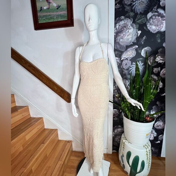 Free People Dahlia Crochet Halter Maxi  Dress/ size S/P - Picture 5 of 8